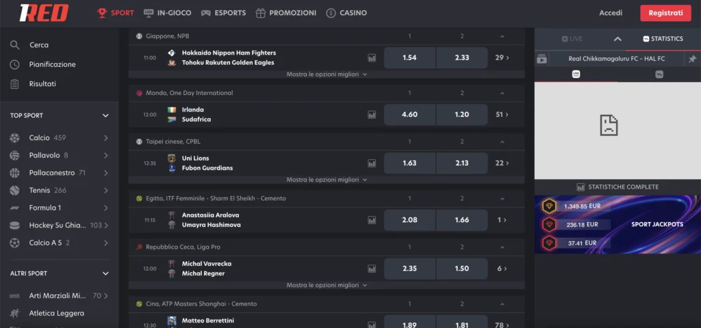 1Red Scommesse Sport